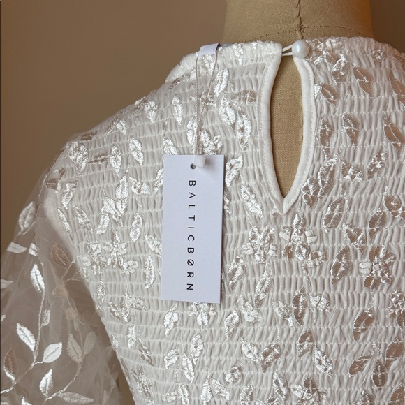 NWT Elegant White Embroidered Tulle Dress - Picture 11 of 12